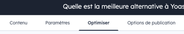 Le menu optimiser de HubSpot