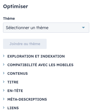 La section optimiser de HubSpot