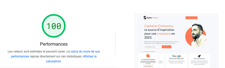 Capitaine Croissance a une note de 100/100